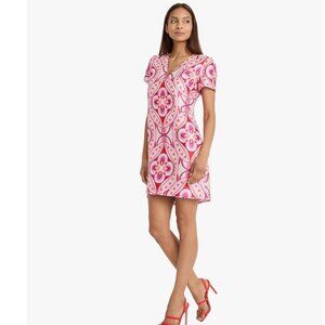 Donna Morgan Printed Mini Party Dress – Pink/Ivory Multi, Size 14